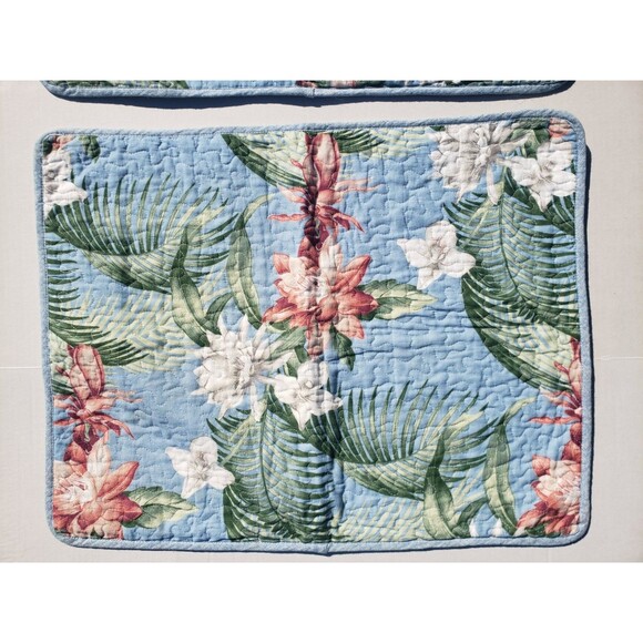 Tommy Bahama Aregada Dock Standard Pillow Shams Tropical Quilted Cotton Set of 2 - Picture 3 of 10